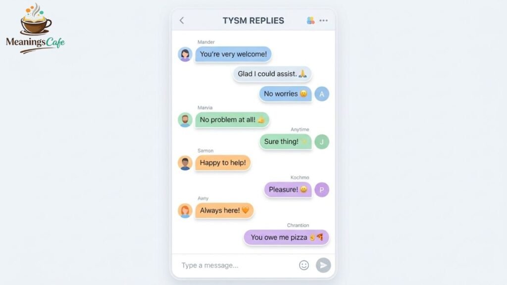 how to reply to TYSM examples like no worries anytime happy to help chat responses