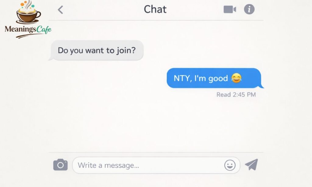 example of NTY used in chat conversation with casual response