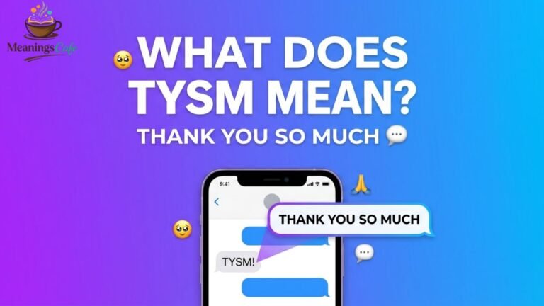 TYSM meaning in text showing thank you so much slang explanation with emojis