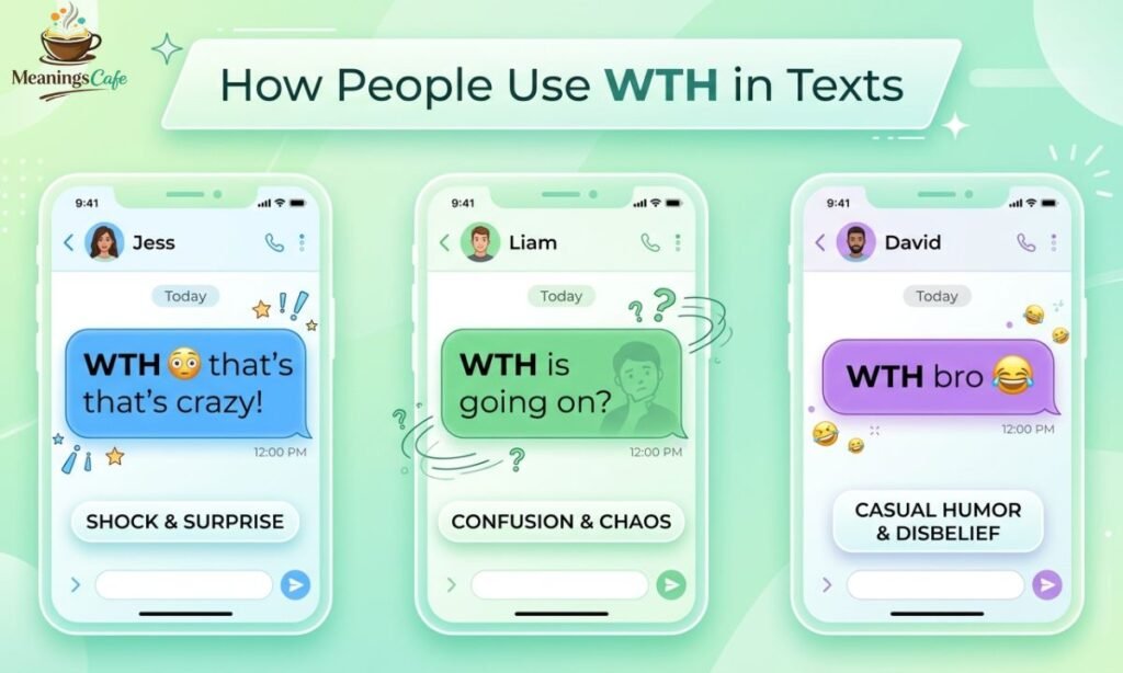 WTH chat examples texting reactions social media slang usage