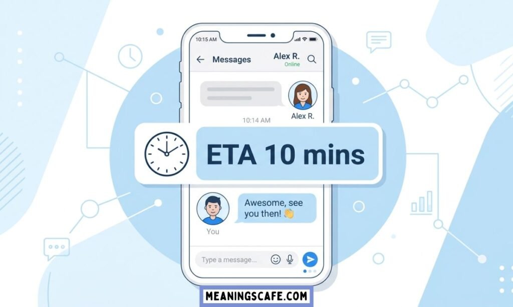 ETA meaning shown in chat message with time estimate example