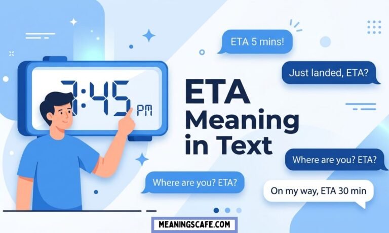 ETA meaning in text explained with modern chat and time illustration