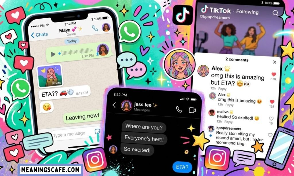 ETA used in WhatsApp TikTok Instagram chats and comments