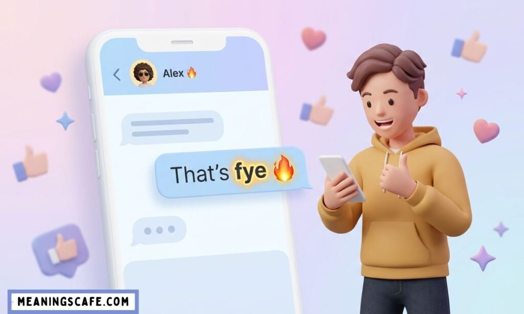 FYE meaning in text chat example showing slang usage in messages