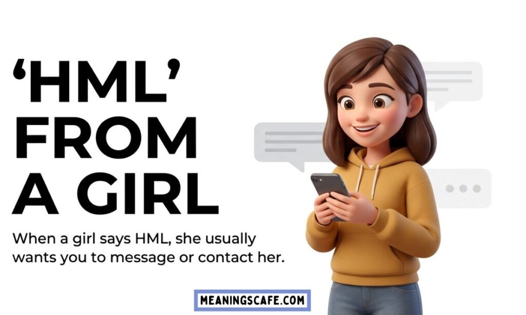 Girl using HML in a text conversation