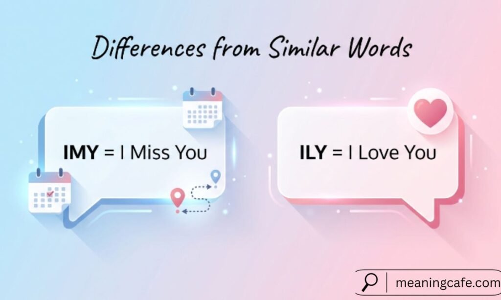 Comparison illustration between IMY and ILY meanings.
