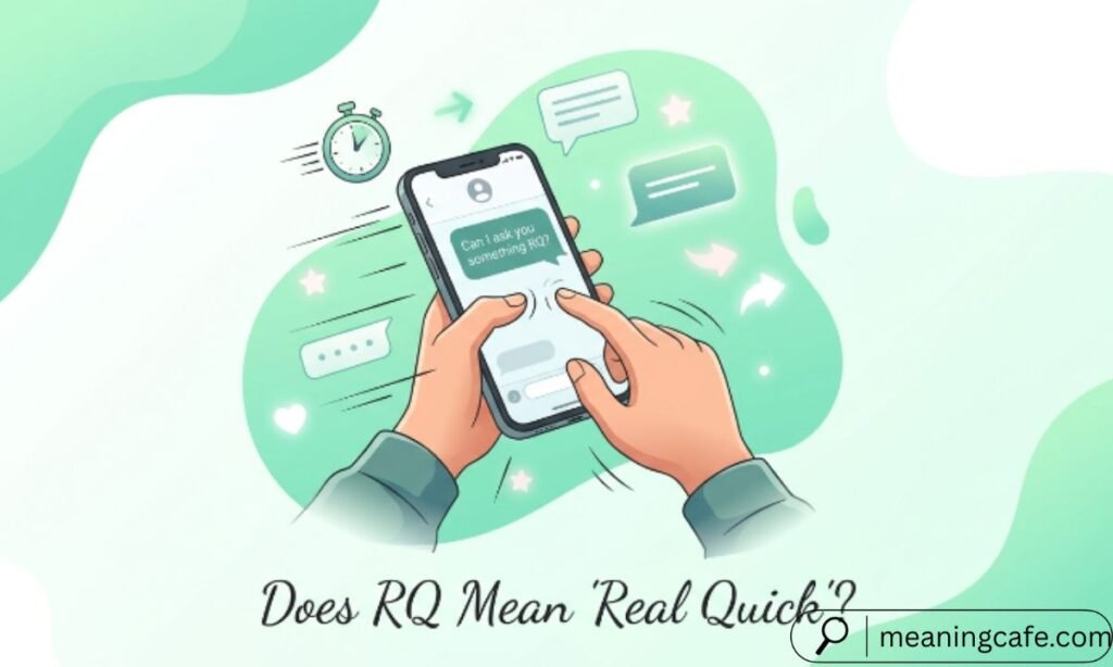 Illustration showing RQ meaning as Real Quick in a text conversation.