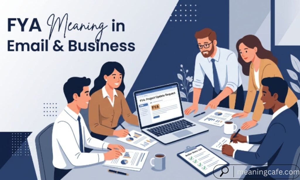 Professional illustration showing FYA usage in business emails.