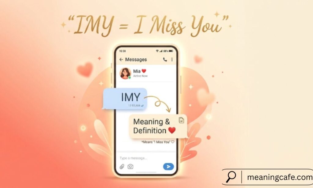 Illustration showing IMY means I Miss You in text messages.