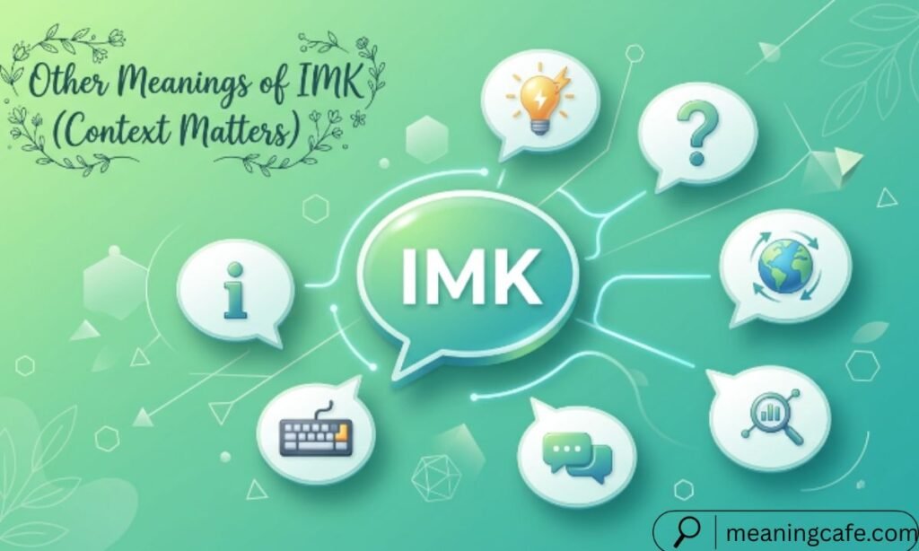 Different meanings of IMK are shown through icons and messaging elements.