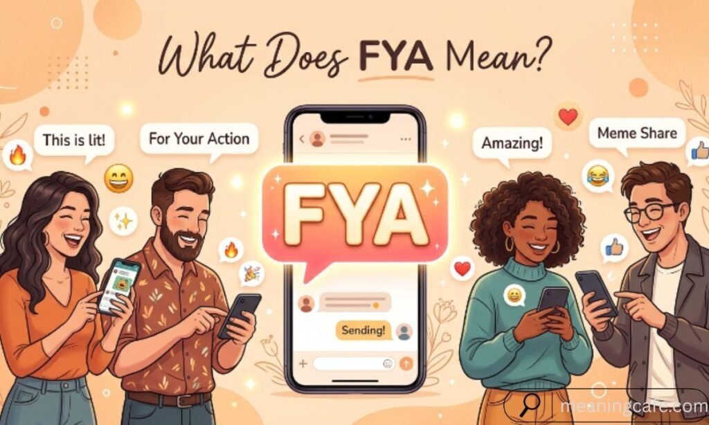 Illustration showing the basic meaning of FYA in text messages.