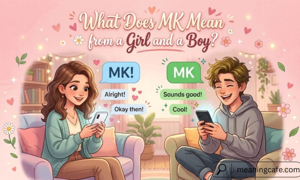 Comparison of MK meaning when used by a girl versus a boy in text messages.