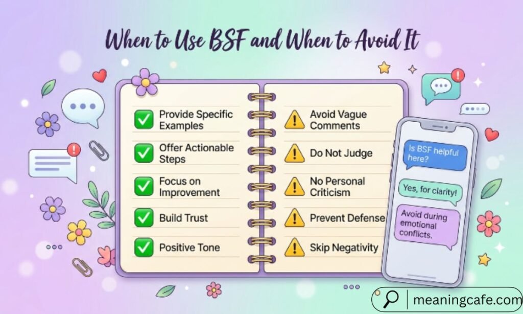 Educational illustration explaining when BSF is appropriate and when it should be avoided.